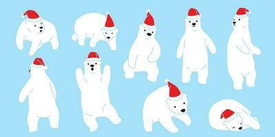 ours vecteur Noël polaire ours Père Noël claus chapeau icône logo nounours dessin animé personnage illustration griffonnage