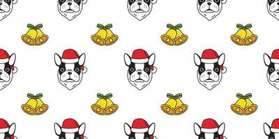 chien sans couture modèle français bouledogue vecteur Noël Père Noël claus Contexte isolé fond d'écran