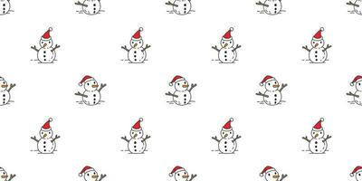 Noël sans couture modèle bonhomme de neige vecteur Père Noël claus dessin animé isolé tuile Contexte fond d'écran illustration