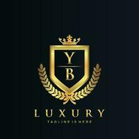 yb lettre initiale avec Royal luxe logo modèle vecteur