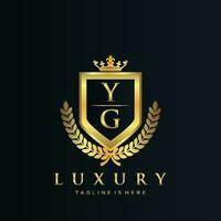 yg lettre initiale avec Royal luxe logo modèle vecteur