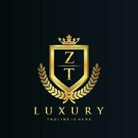 zt lettre initiale avec Royal luxe logo modèle vecteur