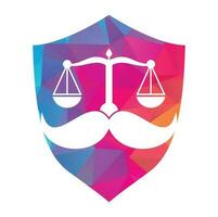 concept de conception de logo vectoriel droit fort. conception de vecteur d'icône d'échelle et de moustache.