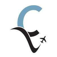 lettre c air Voyage logo conception modèle. c lettre et avion logo conception icône vecteur. vecteur