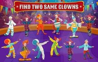 trouver deux même cirque clowns, vecteur des gamins Labyrinthe Jeu