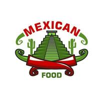 mexicain cuisine icône avec mésoaméricain pyramide vecteur