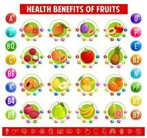 graphique table contenu vitamines, minéraux dans des fruits, vecteur