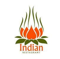 Indien restaurant icône avec Orange lotus fleur vecteur