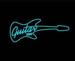 acoustique guitare magasin néon signe ou icône vecteur