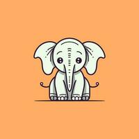 une mignonne et kawaii l'éléphant avec grand, rond yeux et une espiègle expression, parfait pour enfants' dessins et amusement projets vecteur
