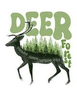 cerf forêt T-shirt conception, cerf T-shirt conception vecteur