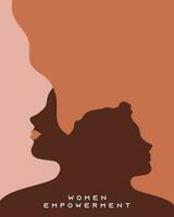 femmes autonomisation, aux femmes journée campagne fête affiche avec sens inverse femmes visages silhouette vecteur