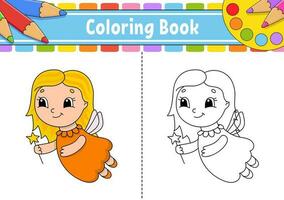 page de coloriage pour les enfants. personnage de dessin animé. silhouette de contour noir. isolé sur fond blanc. illustration vectorielle. vecteur