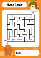 labyrinthe carré. jeu pour les enfants. drôle de labyrinthe. feuille de travail de développement de l'éducation. page d'activité. casse-tête pour les enfants. style bande dessinée. énigme pour le préscolaire. énigme logique. illustration vectorielle. vecteur