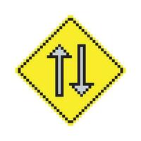circulation signe deux façon dans pixel art vecteur