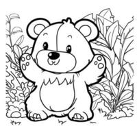 mignonne nounours ours coloration pages pour des gamins vecteur