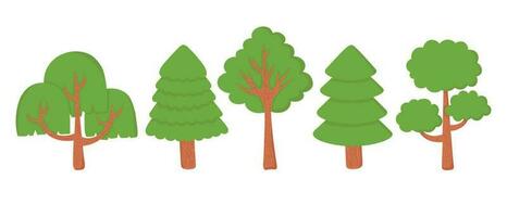 doodle clipart plat. arbre vert simple. tous les objets sont repeints. vecteur