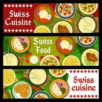 Suisse cuisine restaurant menu vaisselle vecteur bannière