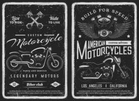 ancien motocyclettes réparation un service grunge affiches vecteur