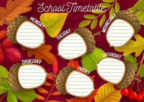 éducation calendrier programme avec l'automne feuilles vecteur