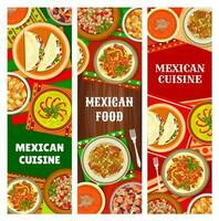 mexicain cuisine traditionnel nourriture plats, bannières vecteur