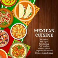 mexicain nourriture, restaurant cuisine vaisselle menu couverture vecteur