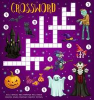 Halloween mots croisés la grille puzzle Jeu avec monstres vecteur