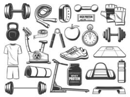 aptitude sport et Gym outils, exercice équipement vecteur
