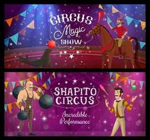 shapito cirque acrobate jongleur, homme fort et joint vecteur