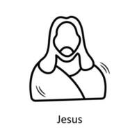 Jésus vecteur contour icône conception illustration. Noël symbole sur blanc Contexte eps dix fichier
