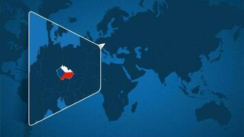 emplacement de tchèque république sur le monde carte avec agrandi carte de tchèque république avec drapeau. vecteur