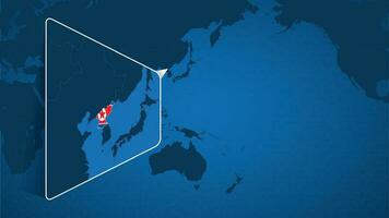 emplacement de Nord Corée sur le monde carte avec agrandi carte de Nord Corée avec drapeau. vecteur