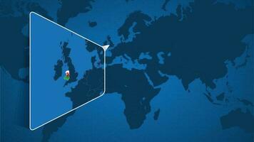 emplacement de Pays de Galles sur le monde carte avec agrandi carte de Pays de Galles avec drapeau. vecteur