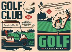 le golf sport club tournoi vecteur ancien affiches