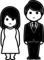 mariage, minimaliste et Facile silhouette - vecteur illustration