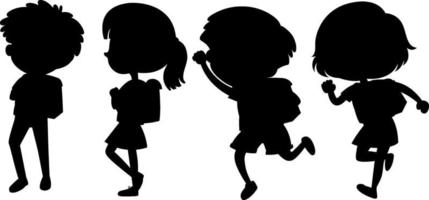 ensemble de personnage de dessin animé silhouette enfants vecteur