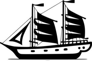 navire - noir et blanc isolé icône - vecteur illustration