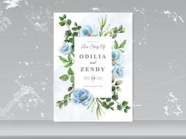 ensemble de cartes de mariage bleu floral et oiseau vecteur