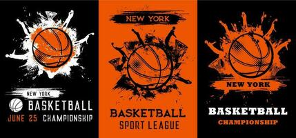 basketball championnat grunge affiches, prospectus vecteur
