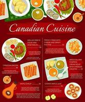 canadien nourriture restaurant repas menu vecteur page