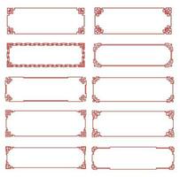 rouge nœud asiatique cadres et ornemental les frontières vecteur