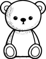 nounours ours, noir et blanc vecteur illustration