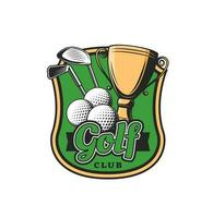 le golf club rétro icône avec tasse, des balles et clubs vecteur