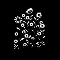 printemps fleurs - noir et blanc isolé icône - vecteur illustration