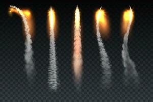 fusée Feu fumée les sentiers, vaisseau spatial lancement des pistes vecteur