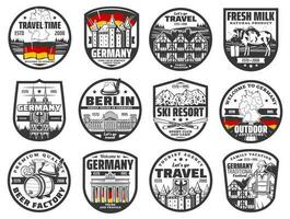 voyage en allemagne icônes vectorielles, monuments allemands vecteur