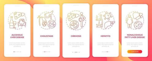Écran de la page de l'application mobile d'intégration de dysfonctionnement hépatique vecteur