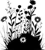 fleurs sauvages, minimaliste et Facile silhouette - vecteur illustration