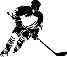 le hockey - noir et blanc isolé icône - vecteur illustration