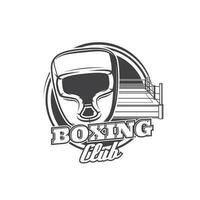 boxe club vecteur icône avec boxeur casque et bague